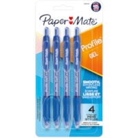 Paper Mate Profile 0.7mm Retractable Gel Pen - 0.7 mm (0.03") Medium Pen Point - Retractable - Blue Ink - Gel-based - 4 / Pack