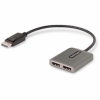 StarTech.com Dual-Monitor DisplayPort 1.4 Splitter, DisplayPort to 2x DP Multi-Monitor Adapter, Dual 5K 60Hz Computer MST Hub, Windows - Dual DisplayPort Multi-Monitor Adapter to extend or mirror your desktop; DP 1.4 and DSC required for 2x 5K 60Hz; Built-in cable; Bus-powered MST Hub/Video splitter