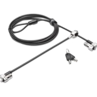 Kensington NanoSaver Keyed Dual Head Laptop Lock - Single Keyed - 5.9 ft Cable - Single Keyed Lock - Silver - Carbon Steel - For Notebook, Tablet