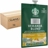 Starbucks Freshpack, Ground Veranda Coffee - Compatible with Flavia Aroma, Flavia Barista, FLAVIA Creation 600, Flavia Creation 500, Flavia Creation 200, Flavia Creation 150, Flavia Creation 300 - Light - 0.3 oz (8.5 g) - Freshpack, Ground - Veranda Blend - 76 / Carton