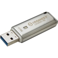 IronKey Locker+ 50 USB Flash Drive - 32 GB - USB 3.2 (Gen 1) Type A - 145 MB/s Read Speed - 115 MB/s Write Speed - Silver - XTS-AES, 256-bit AES - 5 Year Warranty 