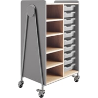 Safco Whiffle Typical 2 Double 48" - 4 Shelf - 4 Casters - Laminate, High Pressure Laminate (HPL), Particleboard, Polyvinyl Chloride (PVC) - 48" (1219.20 mm) Height - Gray