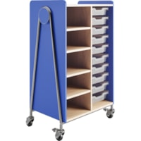 Safco Whiffle Typical 2 Double 48" - 4 Shelf - 4 Casters - Laminate, High Pressure Laminate (HPL), Particleboard, Polyvinyl Chloride (PVC) - 48" (1219.20 mm) Height - Spectrum Blue