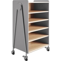 Safco Whiffle Typical 3 Double 48" - 4 Shelf - 4 Casters - Laminate, High Pressure Laminate (HPL), Particleboard, Polyvinyl Chloride (PVC) - 48" (1219.20 mm) Height - Gray