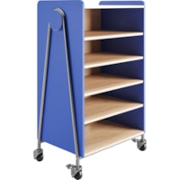 Safco Whiffle Typical 3 Double 48" - 4 Shelf - 4 Casters - Laminate, High Pressure Laminate (HPL), Particleboard, Polyvinyl Chloride (PVC) - 48" (1219.20 mm) Height - Spectrum Blue