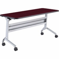 Mayline Flip-N-Go 24 x 60" Rectangular Training Table, LPL - Regal Mahogany Rectangle Top - Silver Base - 150 lb (68.04 kg) Capacity - 60" (1524 mm) Table Top Width x 24" (609.60 mm) Table Top Depth x 1.2" (30.48 mm) Table Top Thickness - 29" (736.60 mm) Height x 60" (1524 mm) Width x 24" (609.60 mm