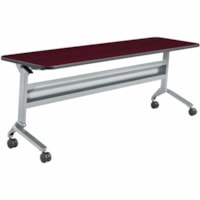 Mayline Flip-N-Go 24 x 72" Rectangular Training Table, LPL - Regal Mahogany Rectangle Top - Silver Base - 150 lb (68.04 kg) Capacity - 72" (1828.80 mm) Table Top Width x 24" (609.60 mm) Table Top Depth x 1.2" (30.48 mm) Table Top Thickness - 29" (736.60 mm) Height x 72" (1828.80 mm) Width x 24" (609