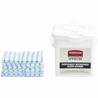 Rubbermaid HYGEN 12" X 12" Disposable Microfiber Cloth, Blue - For Surface, Healthcare - Cloth - 4.5 g - 12" (304.80 mm) Length x 12" (304.80 mm) Width - Disinfectant, Disposable, Contaminant-free, Low Linting - Blue - 600 / Carton