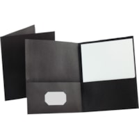 Esselte Letter Recycled Pocket Folder - 8 1/2" x 11" - 100 Sheet Capacity - 2 Internal Pocket(s) - Leatherette - Black - 10% Recycled - 25 / Box