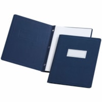 Couverture de rapport format lettre avec Attache Oxford - 1/2 po Capacité du classeur - 8 1/2 po x 11 po - 3 x Type Tang Attache(s) - 1/2 po Capacité de trombone - LeatherGrain - Bleu foncé - 25 / boîte