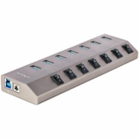 StarTech.com 7-Port Self-Powered USB-C Hub with Individual On/Off Switch, Desktop/Laptop USB-C to USB-A Hub, USB Type C Hub w/Power Supply - 7 Port Aluminum USB 3.2 Gen 1 5Gbps hub w/individual port switches - 7x USB Type-A ports - BC 1.2 1.5A (7.5W) of power and on/off switches/LEDs on each port - 