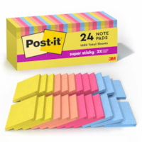 Post-it® Super Sticky Notes - 3" (76.20 mm) Flag/Note Width x 3" (76.20 mm) Flag/Note Length - Square - 70 Sheets per Pad - "Summer Joy - Recyclable, Self-adhesive - 24 / Pack