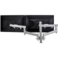 Atdec AWMS-2-D40-F-S Desk Mount for Flat Panel Display, Curved Screen Display, Monitor - Silver - Height Adjustable - 2 Display(s) Supported - 34" Screen Support - 40 lb (18143.69 g) Load Capacity - 75 x 75, 100 x 100 - Aluminum