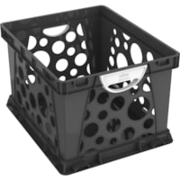 Storex Premium Crate with Handles, Black - Internal Dimensions: -sapceExternal Dimensions: Height17.3" (438.15 mm) Length x 14.3" (361.95 mm) Width x 10.5" (266.70 mm) Height - 50 lb (22679.62 g) - Rugged - Stackable - Polyvinyl Chloride (PVC) - Black, White - For Letter, File, Hanging Folder, Paper