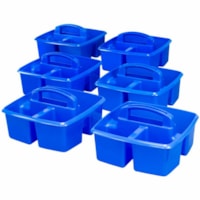 Storex Small Caddy, Blue - 3 Compartment(s) - Compartment Size : 8" (203.20 mm) x 3.50" (88.90 mm) x 3.75" (95.25 mm) - 9.2" (233.68 mm) Height x 9.2" (233.68 mm) Width x 5.2" (132.08 mm) Depth - Handle, Washable, Dishwasher Safe - Blue - Plastic - 6 Pack