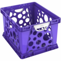 Storex Premium Crate with Handles, Purple - 3000 x Sheet, 3500 x Sheet - Handle, Drop Resistant, Stackable, Interlockable, Modular, PVC-free, BPA Free - Purple