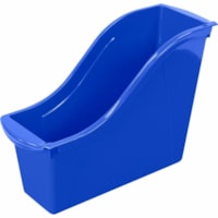 Storex Small Book Bin, Blue - Sturdy, Handle - Blue