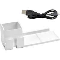 Organisateur de bureau Konnect Bostitch - Support pour téléphone portable, Concentrateur USB, Pieds antidérapants, Empilables, Gestion des câbles - Blanc