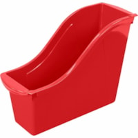 Storex Small Book Bin, Red - Sturdy, Handle - Red