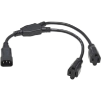 Tripp Lite series Splitter Cord - For Computer, PDU, Printer, Scanner, Server, UPS - 125 V AC / 13 A - Black - 1.5 ft (0.46 m) Cord Length - IEC 60320 C14 / NEMA 5-15R - North America
