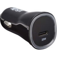 Tripp Lite by Eaton USB Car Charger - 25W PD Charging, USB-C, Black - 25 W - 12 V DC Input - 5 V DC, 9 V DC, 3.3 V DC, 5.9 V DC, 11 V DC Output - 3 A - Black