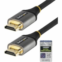 StarTech.com HDMI Audio/Video Cable - 12 ft (3.66 m) HDMI Video Cable for Audio/Video Device, Monitor, TV, Display, Home Theater System, Digital Signage Display, Computer, Notebook, Desktop Computer, Workstation, Projector - First End: 1 x 19-Pin HDMI 2.1 Digital Audio/Video - Male - Second End: 1 x