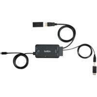 Belkin TAA KVM Dock USB-C to (1) DP/USB-B Cables w/ RJ45 and Power - 6 ft (1.83 m), 3 ft (0.91 m) KVM Cable for USB Device, Notebook, Monitor, PC, KVM Switch, KVM Console, Workstation - First End: 1 x DisplayPort 1.2 Digital Audio/Video - Male, 1 x USB Type B - Male - Second End: 1 x USB-C 3.1, 1 x 