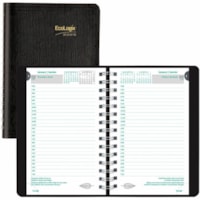 Blueline Ecologix Daily Planner 8"x 5" Bilingual, Black - Daily, Monthly - 12 Month - January 2025 - December 2025 - 7:00 AM to 7:30 PM - Half-hourly, Monday - Sunday - 1 Day Single Page Layout - 5" (127 mm) x 8" (203.20 mm) Sheet Size - Twin Wire - Black - Bilingual, Ecological Tip, Monthly Calenda