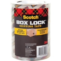 Ruban d'emballage Box Lock Scotch - longueur de 54,7 vg (50 m) x largeur de 2,99 po (76 mm) - clair - Distribluteur inclus - 3 / emballage