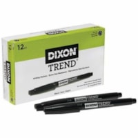 Dixon Trend Synthetic Tip Pen - 20 mm (0.79") Fine, Bold Pen Point - Black Ink - Black Plastic Barrel - 12 / Box