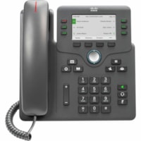 Cisco 6871 IP Phone - Refurbished - Corded - Corded/Cordless - Wi-Fi - Wall Mountable - Charcoal - 6 x Total Line - VoIP - IEEE 802.11a/b/g/n - 2 x Network (RJ-45) - PoE Ports