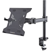 StarTech.com Laptop Desk Mount, Monitor and Laptop Arm Mount, Displays up to 34" (17.6lb/8kg), VESA Laptop Tray Arm, Clamp / Grommet - This dual-purpose black laptop mount for desk allows mounting a laptop on the ventilated VESA laptop tray or a 27in or 34in ultrawide display; Capacity 8kg/17.6lb mo