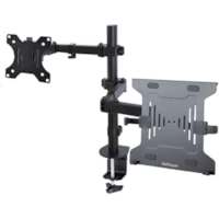 StarTech.com Monitor Arm with VESA Laptop Tray, For a Laptop & Single Display up to 32" (17.6lb/8kg), Adjustable Desk Laptop Arm Mount - This black monitor and laptop mount for desk allows fixing a laptop on the VESA laptop tray and up to a 32in display; Capacity 8kg/17.6lb monitor 4.5kg/9.9lb lapto