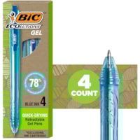 BIC - Ballpoint Pen Ecolutions - 1 mm (0,04 po) Moyenne Pointe de stylo - Rétractable - Ink Bleu - 4 / emballage
