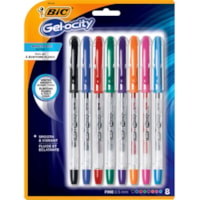 BIC Gelocity Smooth Precision Point Gel Pens Stic, Fine Point (0.5 mm) Assorted Colours, For a Smooth Writing Experience, 8-Count Pack - 0.5 mm (0.02") Fine Pen Point - Assorted Ink - 8 / Pack