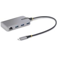 Concentrateur USB - USB 3.2 (Gen 1) Type C - Portable - Gris StarTech.com - USB 3.2 (Gen 1) Type C - Portable - 3 Port(s) USB - 1 Port(s) réseau (RJ-45) - Support UASP - PC, Android, ChromeOS, iPadOS, Linux, Mac