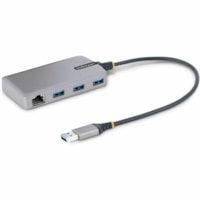 Concentrateur USB - USB 3.2 (Gen 1) Type A - Portable - Gris StarTech.com - USB 3.2 (Gen 1) Type A - Portable - 4 Port(s) USB - 1 Port(s) réseau (RJ-45) - Support UASP - PC, Mac, Linux, ChromeOS, Android