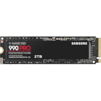 Disque SSD 990 PRO MZ-V9P2T0B/AM 2 To - M.2 2280 Interne - PCI Express NVMe (PCI Express NVMe 4.0 x4) Samsung - Ordinateur de bureau, Console de jeu Appareil compatible - 7450 Mo/s Taux de transfer maximale en lecture - 256 bits AES Norme de cryptage - 5 Année Garantie