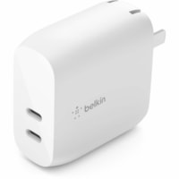 Belkin 40W Portable Dual Port USB-C Wall Charger - 2xUSB-C (20W) - Fast Charge - Power Adapter - White (2-pack) - 2 Pack - 20 W - White