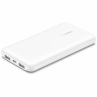 Powerbank BoostCharge - Blanc Belkin - Pour iPhone, iPad, AirPod, Smartwatch, Smartphone - 10000 mAh - 3 x USB - Blanc