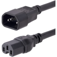 StarTech.com 10ft (3m) Heavy Duty Extension Cord, IEC C14 to IEC C15 Black Extension Cord, 15A 125V, 14AWG, Heavy Gauge Power Cable - 10ft (3m) Heavy duty extension cord w/ IEC 60320 C14 to C15 connectors; 125V at 15A (Max); Made with UL-listed components (UL62/UL817); AC Power Cord w/ molded connec