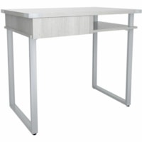 Mayline Mirella SOHO Desk with Drawer - 1" Table Top, 36" x 22"30" - 1 x Storage Drawer(s) - Material: Steel - Finish: White Ash, Gray - Durable, Leg Leveler, Keyboard Tray - For Home Office, Accessories, Pencil, Office