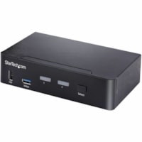 StarTech.com USB-C KVM Switch, 2 Port DisplayPort KVM w/ 4K 60Hz UHD HDR Video, 3.5mm Audio, USB Type-C KVM Switch, 6x USB Hub Ports, Thunderbolt 3/4 Compatible - Hot Key Switching - This 2 Port USB C KVM switches two computers with a DisplayPort monitor using USB-C host connections; Up to 4K 60Hz (