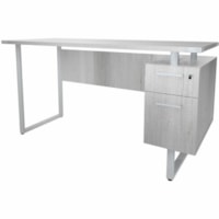 Safco Mirella SOHO Desk with Built-In Pedestal - x 1" (25.40 mm) Table Top - 2 x Box Drawer(s) - Single Pedestal - Finish: White Ash - Durable, Leg Leveler - For Office, Storage, Pencil