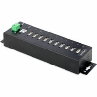 StarTech.com 10-Port Industrial USB 2.0 HUB, Rugged USB Hub w/ESD Level 4 Protection, DIN/Wall/Desk Mountable USB-A Hub, USB Expansion Hub - 10-port industrial USB 2.0 Hub is built with a cold-rolled steel housing for temps up to 32-140F (0-60C) - Lockable USB-A ports, USB 2.0/1.1/1.0, Driverless - 