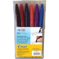 Pilot FriXion Ball Gel Pen - Refillable - Purple, Lime Green, Pink, Orange, Turquoise, Red Ink - Thermosensitive Gel Ink - 6 / Pack