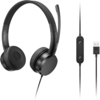 Lenovo USB-A Wired Stereo On-Ear Headset (with Control Box) - Stereo - USB Type A - Wired - 32 Ohm - 20 Hz to 20 kHz - On-ear, Over-the-head - Binaural - 5.9 ft (1.80 m) Cable - Uni-directional Microphone - Black