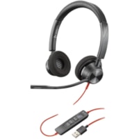 Casque Blackwire 3320 Filaire Supra-auriculaire, Sur tête Stéréo - Noir Poly - Certification Microsoft Teams - Stéréo - USB Type A, Mini-phone (3.5mm) - Filaire - 32 Ohm - Supra-auriculaire, Sur tête - Binaural - Supra-aural - 7,2 pi Câble - Antibruit - Noir