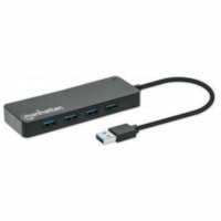 Concentrateur USB - 640 Mo/s - Portable - Noir Manhattan - 640 Mo/s - Portable - 7 Port(s) USB - PC, Mac, ChromeOS