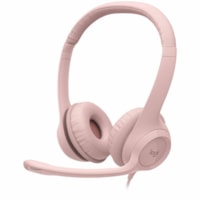 Logitech H390 USB-A Computer Headset - Stereo - USB Type A - Wired - 32 Ohm - 20 Hz to 20 kHz - Over-the-head - Binaural - Circumaural - 6.2 ft Cable - Noise Cancelling, Bi-directional Microphone - Rose